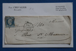 AQ17 FRANCE BELLE LETTRE 1855 ETOILE DE PARIS  POUR PONT STE MAXENCE +NAPOLEON   N°14 BLEU   + AFFRANCH. INTERESSANT - 1853-1860 Napoleon III