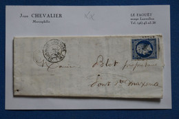 AQ17 FRANCE BELLE LETTRE 1856 BEAUMONT  POUR PONT STE MAXENCE +NAPOLEON   N°14 BLEU FONCE  + AFFRANCH. INTERESSANT - 1853-1860 Napoléon III