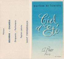 A.Immédiat Carte Parfumée Ancienne CIEL D'ETE  PIVER  Calendrier 1961 - Anciennes (jusque 1960)