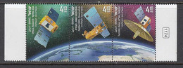 2021 Israel Satellites Space Research  Complete Strip Of 3 MNH @ BELOW FACE VALUE - Nuovi