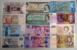 Lot AUNC/UNC Banknotes - Solomon - Fiji - Australia - Canada - New Zealand - Hong Kong - Morocco - Singapore - Uganda!! - Mezclas - Billetes