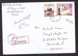 Poland: Registered Cover To Germany, 1998, 2 Stamps, Food, Pie, Cooking, R-label (minor Damage) - Covers & Documents