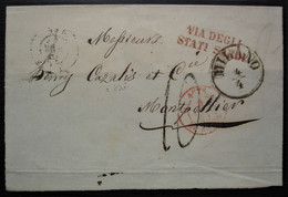 Milano 1855 Via Degli Stati Sardi Marque D'entrée D'Autriche Sur Lettre Pour Montpellier - Entry Postmarks
