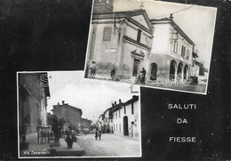 CARTOLINA SALUTI DA FIESSE - VEDUTINE MUNICIPIO E VIA ZANARDELLI  - ANIMATA VIAGGIATA 1955 -  S12 - Brescia