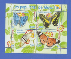 MAYOTTE FEUILLE 154 / 157 NEUVE ** FAUNE - Blocks & Sheetlets