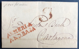 ESPANA ESPANA 1841 Lettre D'Almeria Pour Cartagena Griffe Rouge " ALMERIA /AND.BAJA " Taxe 8 Reals TTB - ...-1850 Prefilatelia