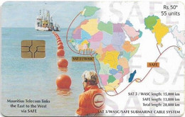 Mauritius - Mauritius Telecom (Chip) - Sat 3 - Safe, Gem5 Red, 04.2002, 55U, 60.000ex, Used - Mauricio