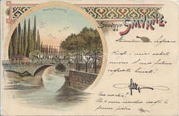 AK OLD POSTCARD -  LITHO - SOUVENIR DE SMYRNE - PONT DES CARAVANES - VIAGGIATA 1899 - F38 - Türkei