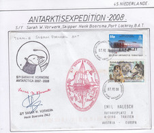 British Antarctic Territory (BAT) Ship Visit Bark Europa Signature Ca Port Lockroy 07 FE 08  (NL196A) - Covers & Documents