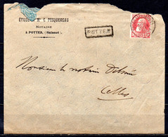74 Op Brief Gestempeld TOURNAI STATION + Griffe POTTES - 1905 Grosse Barbe