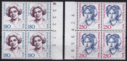 Berlin, 1989,  Nr. 844-845 ** Frauen Der Deutschen Geschichte (VIII), 2 Viererblöcke Mit Bogenzähler - Nuovi
