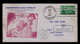 Sp8448 USA SAS 1st Trans-Artic Exploratory Polar Flight LOS ANGELES - COPENHAGEN 1952 - Polar Flights