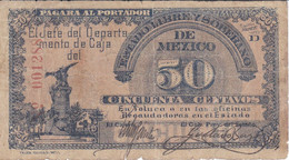 BILLETE DE MEXICO DE 50 CENTAVOS DEL AÑO 1915 SERIE D (BANKNOTE) TOLUCA - Mexico