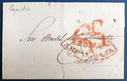 ESPAGNE ESPANA 07 Sept 1840 CARTA COMPLETA  ANDALUCIA, SEVILLA , ÉCIJA Castano Pour CADIZ + Porteos " 6q " Rojo T. 3 - ...-1850 Prephilately