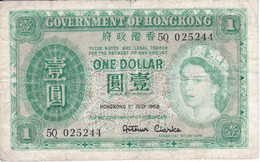 BILLETE DE HONG KONG DE 1 DOLLARS DEL AÑO 1958 (BANKNOTE) - Hong Kong