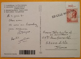 Superbe GRIFFE Linéaire 59-LILLE-MOULINS De 1990 Sur Cpm Luxembourg > France - Storia Postale