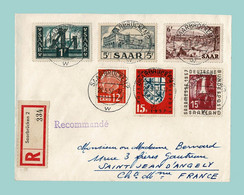 1957. Enveloppe Affranchie Lettre RECOMMANDÉE De SAAR, SARRE à 17 St JEAN D'ANGÉLY - Lettres & Documents