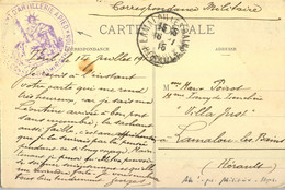 1916 FRANCIA , LAMALOU LES BAINS , REGIMENT D' ARTILLERIE A PIED , LE CONSEIL D' ADMINISTRATION , FRANCHISE - War Stamps