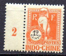 Indochine: Yvert N° Taxe 40**; MNH;  Millésime 2 - Strafport