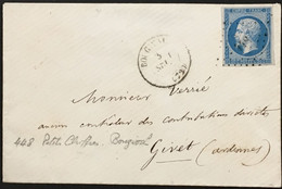 Enveloppe 14A LPC 448 Peu Courant Bougival Seine-et-Oise (72) à Givet Bleu Sur Azuré ? France – 6krlot - 1849-1876: Klassieke Periode