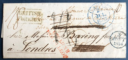 ESPAGNE Lettre De CADIZ Dateur BLEU De 1836 Pour PARIS + ESPAGNE PAR OLERON + Arrivée Au Verso + REEXPEDIEE LONDRES RR - ...-1850 Prefilatelia