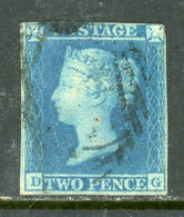 -1841-Great Britain, 2 Penny Blue, -Used - Oblitérés