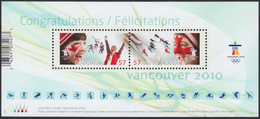 Qt. VANCOUVER OLYMPIC WINTER GAMES = CROSS-COUNTRY SKIING, BOBSLEIGH Souvenir Sheet Of 2 Stamps Canada 2010 #2373 - Inverno2010: Vancouver