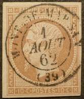 X458 -  NAPOLEON III N°13B - LUXE - SUPERBE CàD Bien Central (type 15) De MONT DE MARSAN (Landes) Du 1er AOÛT 1862 - 1853-1860 Napoleon III