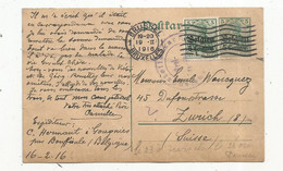 Entier Postal Sur Carte Postale , BELGIQUE , BELGIEN 5 Centimes , Deutsches Reich , BRUSSEL, BRUXELLES , 1916,  2 Scans - Autres & Non Classés