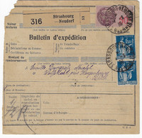STRASBOURG NEUDORF Bulletin Expédition Alsace Lorraine 4 3 1936 Type Paix 1,50 F Bleu Yv 288  Local < 3kg 3 F Tf 1 5 27 - 1932-39 Peace