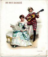 SUPERBE CHROMO GRAND FORMAT AU BON MARCHE LA GUITARE JULES GIRARDET PEINTRE B.E.V.SCANS - Sammlungen