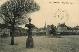 Melun * La Place St Jean * La Fontaine * Voir Cachet 35ème Régiment D'artillerie Le Chef D'escadron - Melun