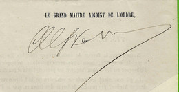 GRAND ORIENT DE FRANCE FRANC MACONNERIE LETTRE PROCEDURE SIGNEE PAR LE GRAND MAITRE ADJOINT DE L'ORDRE SANS DATE T.B.E - Historische Documenten