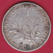 France 1 Franc Semeuse Argent 1909 - Altri & Non Classificati
