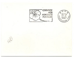 ALLIER - Dépt N° 03 = MONTLUCON Ppal 1967 = FLAMME PP Codée =  SECAP Multiple ' PENSEZ + CODIFIEZ' = Pensée N° 1 - Código Postal