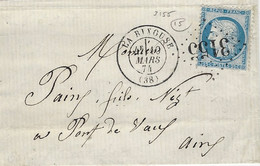1874- Petite Enveloppe De LA RIVOUSE ( Jura ) Cad T17 Affr. N°60 Oblit. G C 3155 - 1849-1876: Klassik