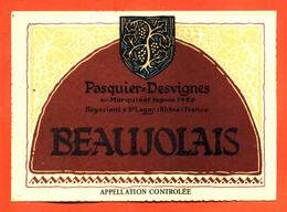 Etiquette Ancienne Neuve De Vin De Beaujolais Pasquier Desvignes à Saint Lager - 75 Cl - Beaujolais