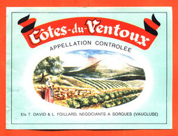 Etiquette Neuve De Vin De Cotes Du Ventoux T David Et L Foillard à Sorgues - 75 Cl - Côtes Du Ventoux