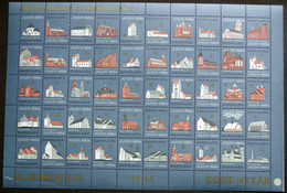 Denmark Christmas Seal 1964 MNH ( **)  Full Sheet Folded   Danish Churches / églises Danoises - Ganze Bögen