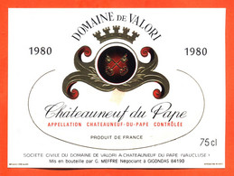 Etiquette Neuve De Vin De Chateauneuf Du Pape 1980 Domaine De Valori à Chateauneuf Du Pape - 75 Cl - Vin De Pays D'Oc