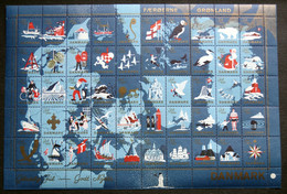 Denmark Christmas Seal 1959 MNH Full Sheet Folded Denmark Map - Feuilles Complètes Et Multiples