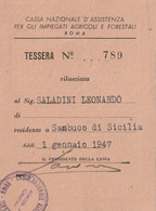 Tessera - Cassa Nazionale Assistenza Impiegati Agricoli E Forestali 1947 - Tarjetas De Membresía