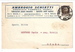 CARTOLINA PUBBLICITARIA Ambrogio Schiatti Fabbrica Mobili Da Seregno Per Ovada ALESSANDRIA 1933 - Marcofilía