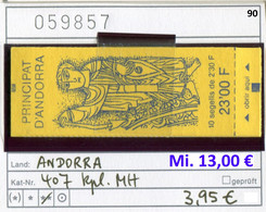 Andorra 1990 - Andorre 1990 -  Michel 407 - MH 0-3 - ** Mnh Neuf Postfris - Carnet - Booklet - Postzegelboekjes