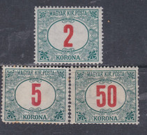Hongrie Taxe N° 89 / 91 X  La Série Des 3 Valeurs  Trace De Charnière  Sinon TB - Dienstzegels