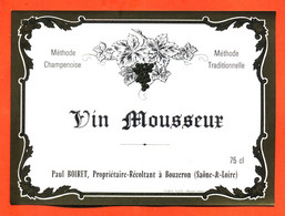 Etiquette Ancienne Neuve De Vin Mousseux Méthode Champenoise Paul Boiret à Bouzeron - 75 Cl - Vin De Pays D'Oc