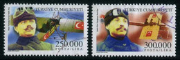 Türkiye 2001 Mi 3262-3263 O, Pilot & Co-Pilot Of Deperdussin TT | First Flight Of Turkish Istanbul-Cairo (1914) - Usati