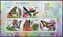 COMORES - PAPILLONS - N° 2125 A 2129 ET BF 293 - NEUF** - Butterflies
