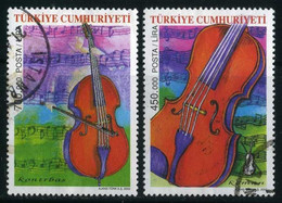 Türkiye 2002 Mi 3321-3322 O, Musical Instruments | Violin & Double Bass - Oblitérés