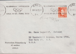 1951. NORGE. 55 ØRE Haakon On Cover To To Colonel Hans Lagerlöf, New York, USA Cancelled OSLO... (Michel 365) - JF428304 - Cartas & Documentos